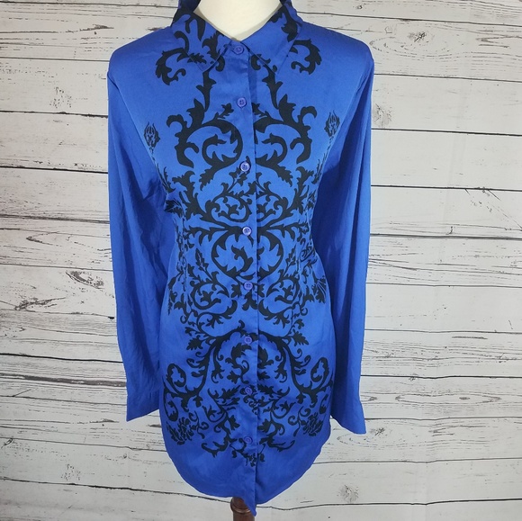 Tops - Royal Blue and Black Blouse